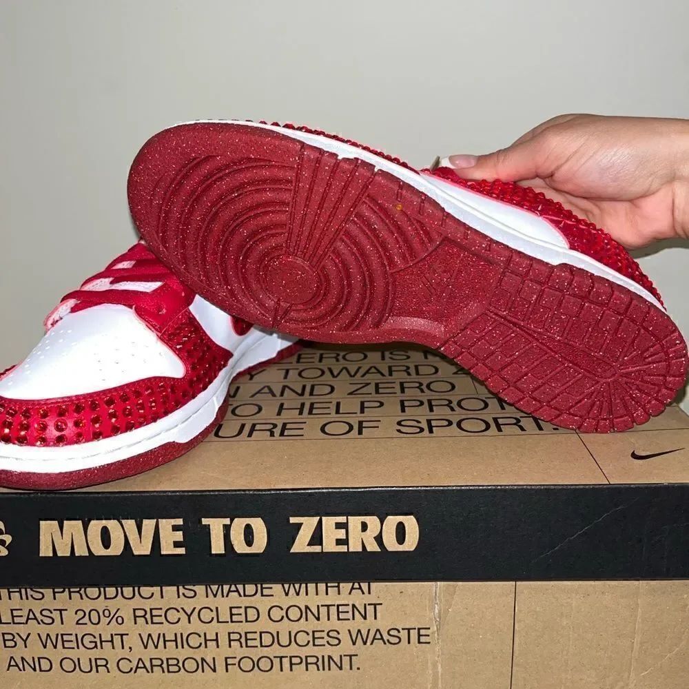 Nike Dunks with Ruby Red Gems - Picture 2 of 7